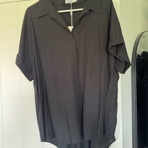 Black Button-Up Linen Shirt